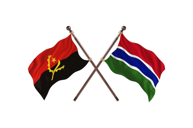 L'Angola contre la Gambie Deux Pays Drapeaux Contexte