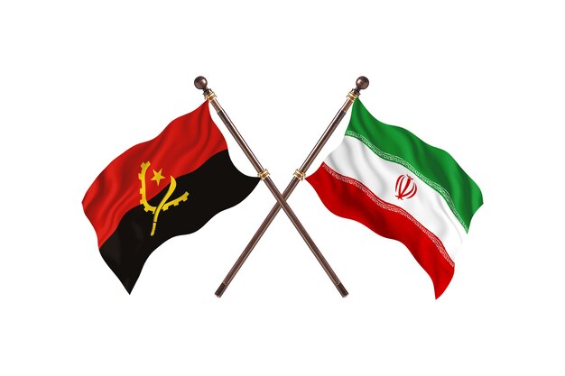 L'Angola contre l'Iran deux pays drapeaux fond