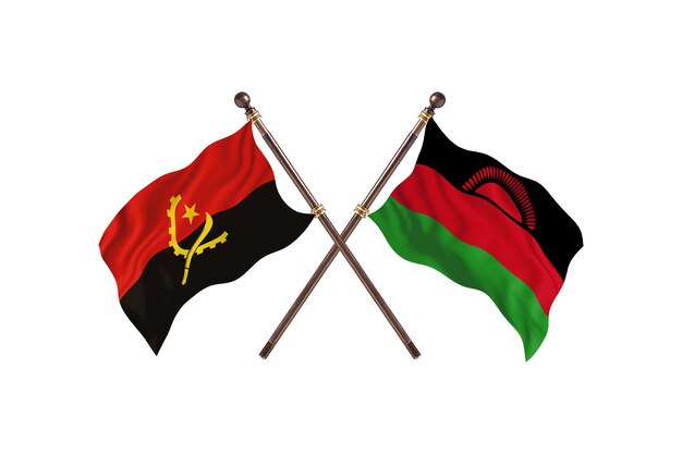 L'Angola contre le Malawi Deux Pays Drapeaux Contexte