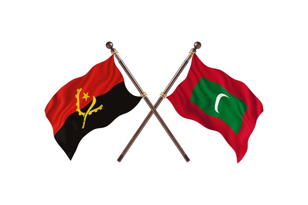 Angola contre Maldives deux pays drapeaux fond