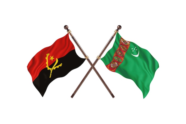 Angola contre Turkménistan deux pays drapeaux fond