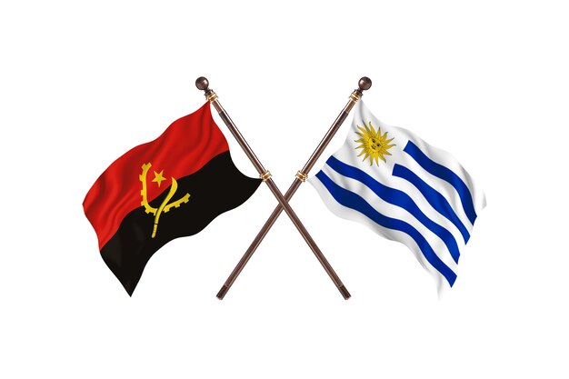 L'Angola contre l'Uruguay Deux Pays Drapeaux Contexte