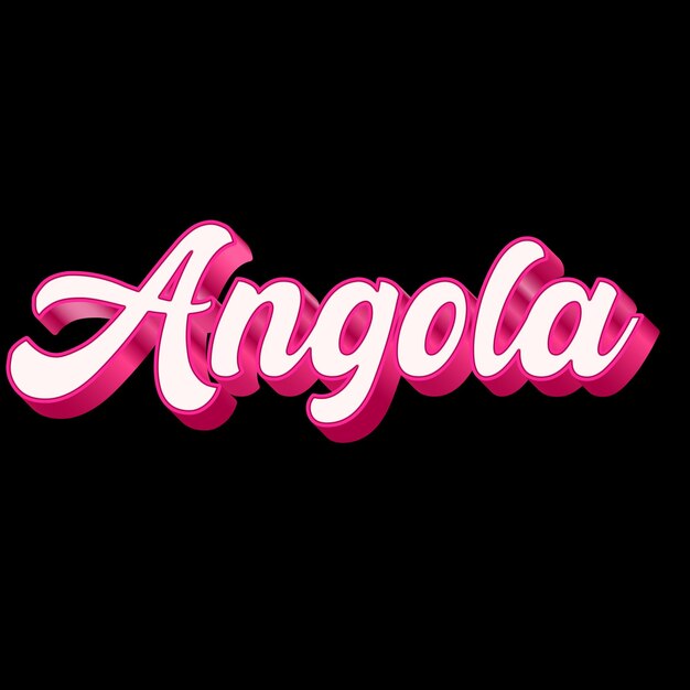 Angola Typographie Design 3D Rose Noir Blanc Fond de page Photo JPG