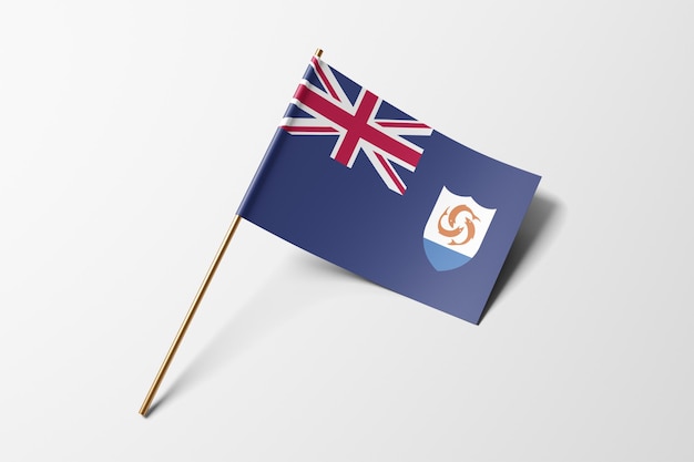 Anguilla petit drapeau en papier sur fond blanc