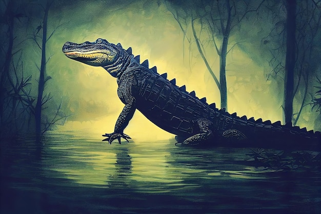 Animal alligator Portrait d'un alligator Peinture d'illustration de style d'art numérique