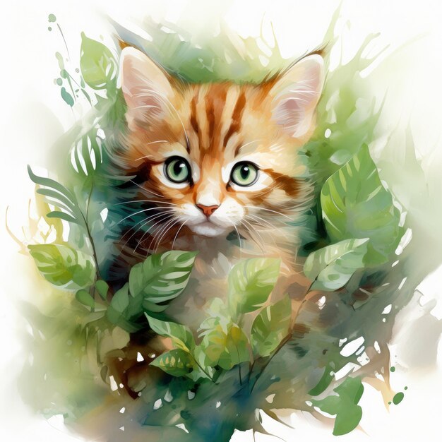 Animal chat aquarelle pour enfants Clip art