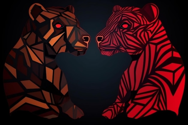 Un animal géométrique noir et rouge avec les mots " tigre " sur le devant.