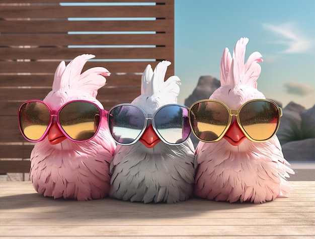 Animal lunettes de soleil poulet fond oiseau