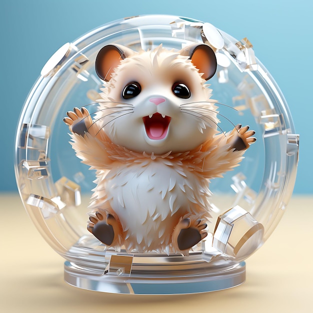 Photo animal mignon charmant rendu 3d simplicité créative dans un adorable mélangeur de graisse style argile c4d