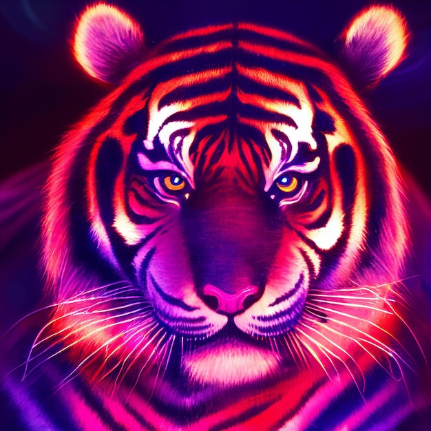 Animal mignon petit joli portrait de tigre rouge à partir d'une éclaboussure d'illustration aquarelle