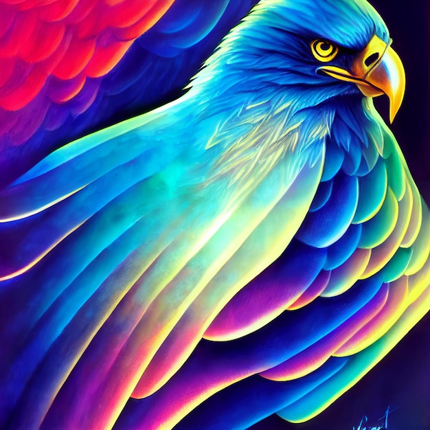 Animal mignon petit portrait d'aigle assez coloré à partir d'une éclaboussure d'illustration aquarelle