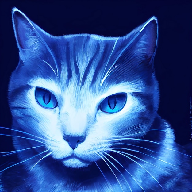 Animal mignon petit portrait de chat assez bleu à partir d'une éclaboussure d'illustration aquarelle