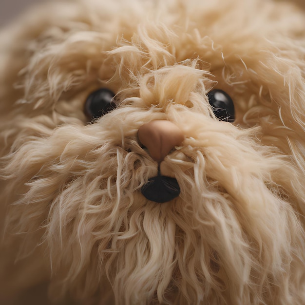 Photo un animal en peluche à fourrure avec un bouton noir sur son nez