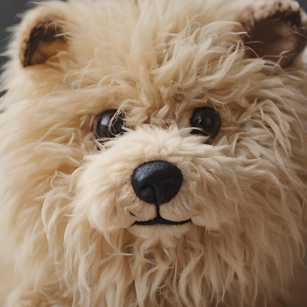 Photo un animal en peluche avec un nez noir et une étiquette blanche qui dit le mot