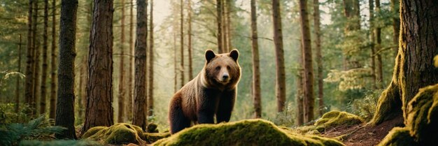 Un animal qui se promène dans la forêt verte