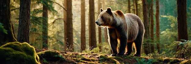 Un animal qui se promène dans la forêt verte