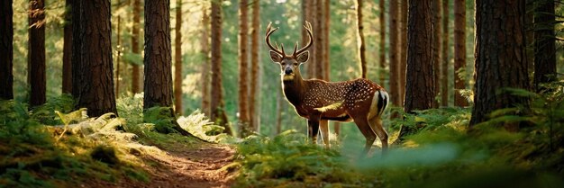 Un animal qui se promène dans la forêt verte