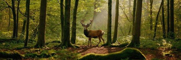 Photo un animal qui se promène dans la forêt verte