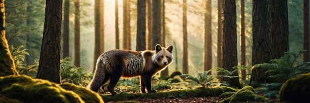 Un animal qui se promène dans la forêt verte