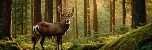 Un animal qui se promène dans la forêt verte