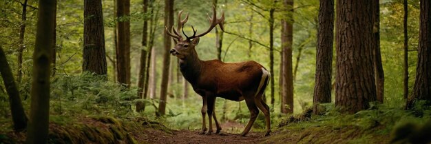 Un animal qui se promène dans la forêt verte