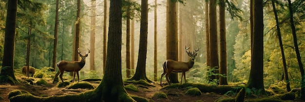 Photo un animal qui se promène dans la forêt verte