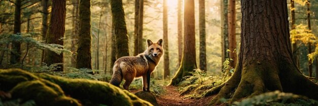 Un animal qui se promène dans la forêt verte