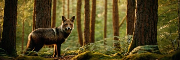 Photo un animal qui se promène dans la forêt verte