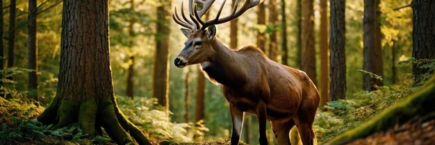 Un animal qui se promène dans la forêt verte