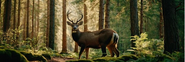 Un animal qui se promène dans la forêt verte