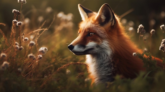 Animal de renard roux dans la faune Mammifère omnivore extérieur Animal sur le terrain AI générative