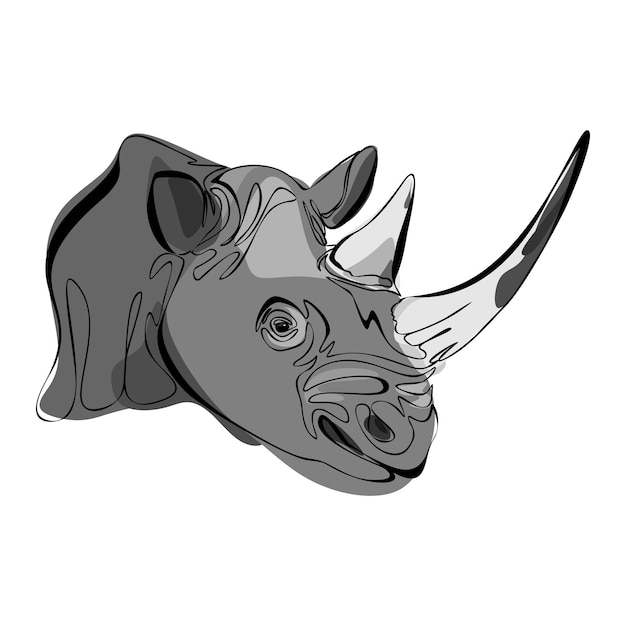 Animal de rhinocéros d'Afrique Faune et nature africaines Illustration vectorielle plate isolée