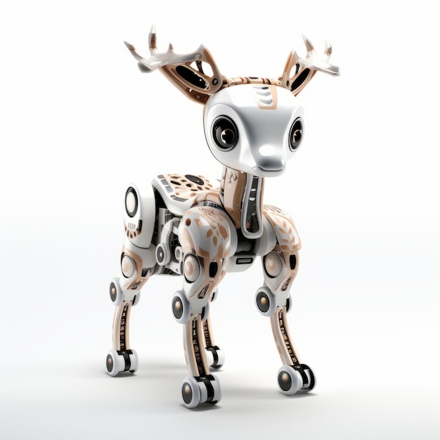 Animal robotique robot cerf mignon isolé sur fond blanc