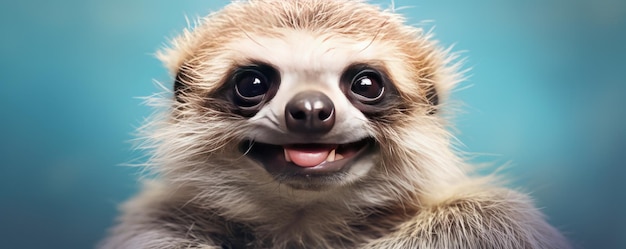 Photo animal souriant drôle sur fond pastel copier la bannière spatiale génératif ai