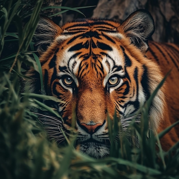 Animal tigre regardant de la nature