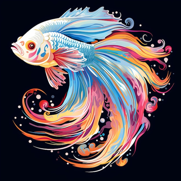 Animals Cadre de gracieux poisson Betta conçu dans la forme de l'El 2D design créatif mignon