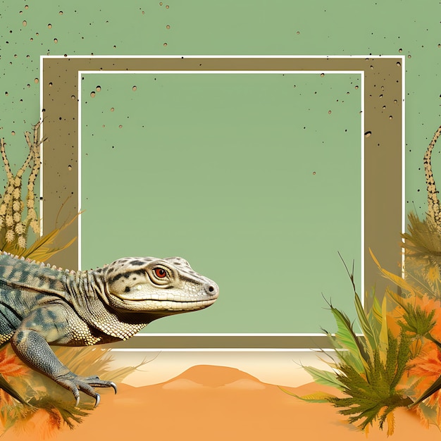 Photo animals frame of desert monitor lizard un cadre texturé robuste résumé 2d design créatif mignon
