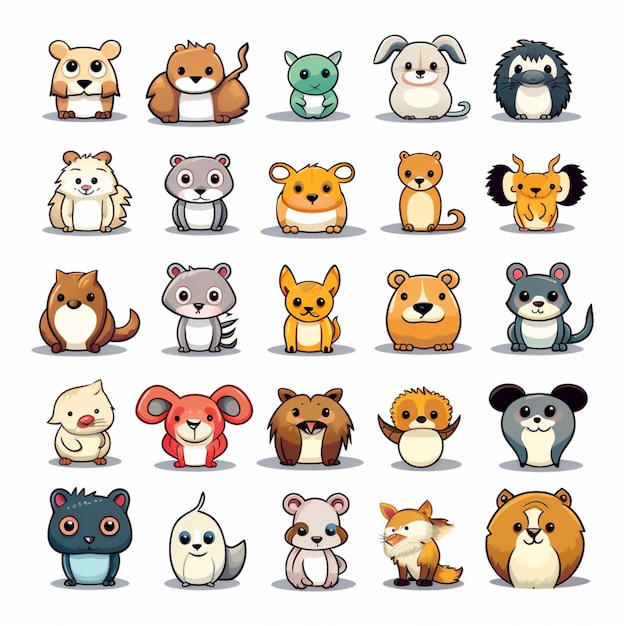 Animals et nature Emojis illustration vectorielle de dessins animés en 2D