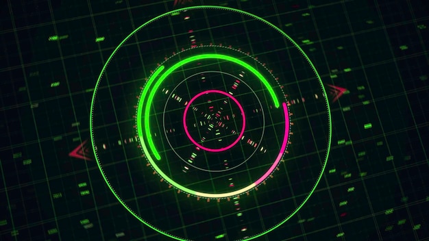 Animation conceptuelle d'avenir et d'innovation animation abstraite d'un graphique circulaire avec des chiffres dans l'obscurité