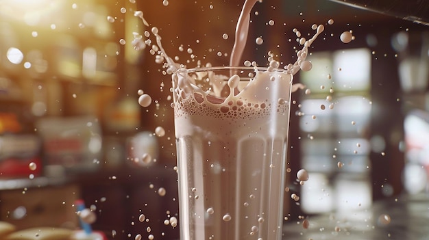 Animation de mélange et de versement de milkshake