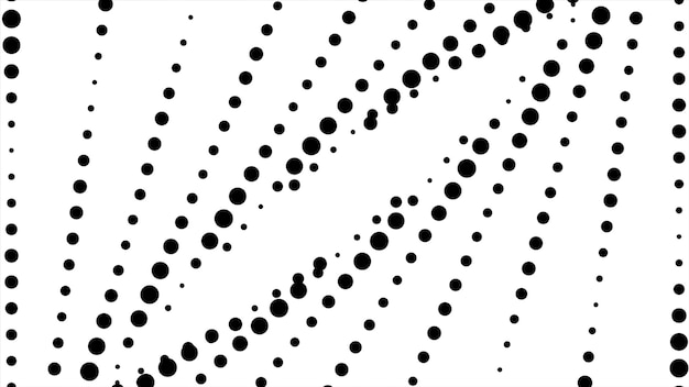 Animation de points noirs ou de points se déplaçant sur fond blanc se déplaçant en noir et blanc dynamique