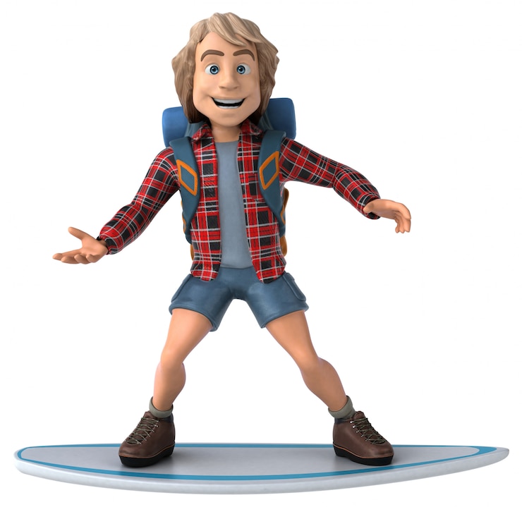 Photo animation solo de routard homme voyageant