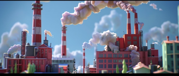 L'animation stop-motion des cheminées des centrales électriques donne vie à l'industrie