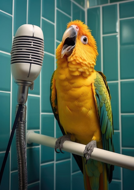 Photo animaux de compagnie jaune tropical exotique vert bec nature faune perroquet animaux oiseaux colorés