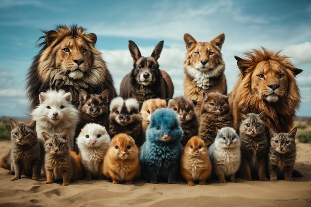 Photo les animaux de compagnie regardent sur le côté.