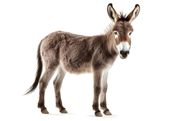 Animaux de la ferme âne mignon isolé sur fond blanc