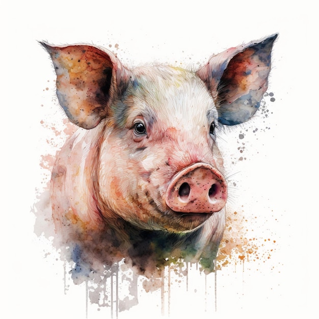 Animaux de la ferme aquarelle abstraite