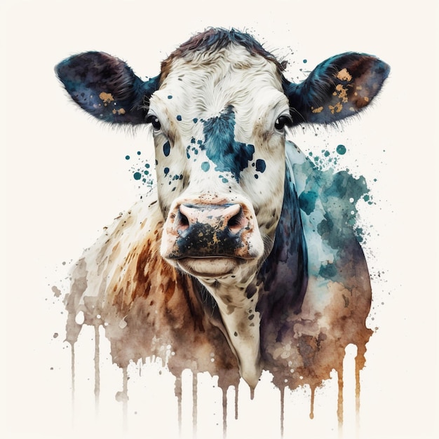 Animaux de la ferme aquarelle abstraite