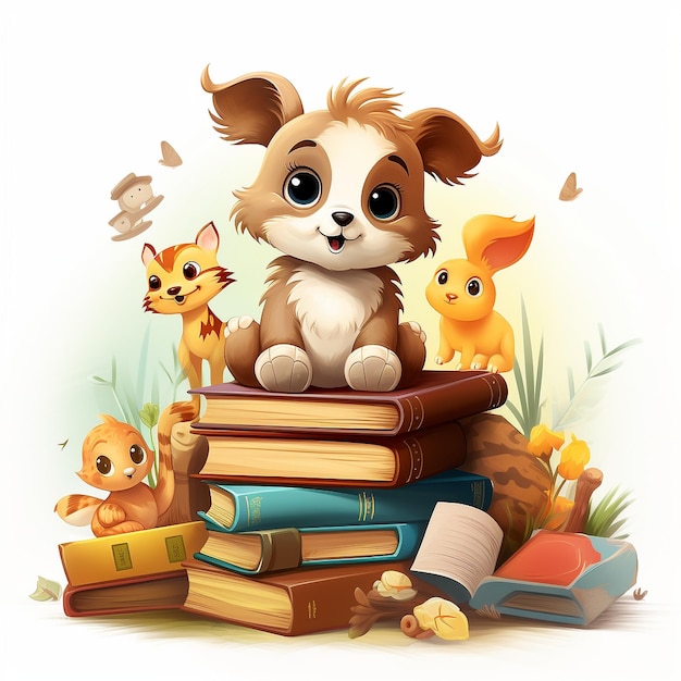 Animaux avec livre