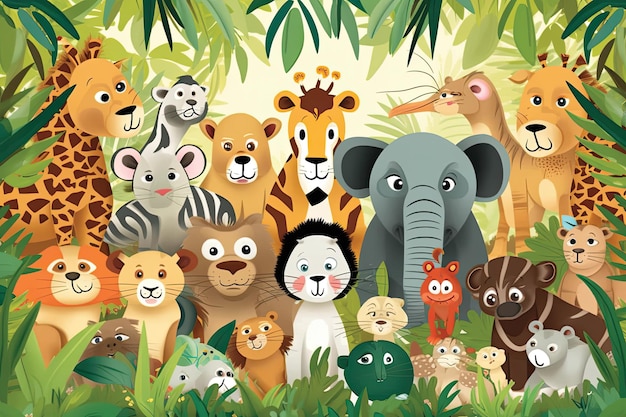 Animaux mignons dans la jungle